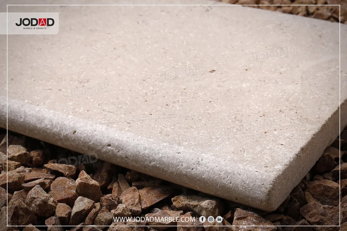 Sinai Pearl stone with a honed and tumbled face and a bullnose rounded edge profile